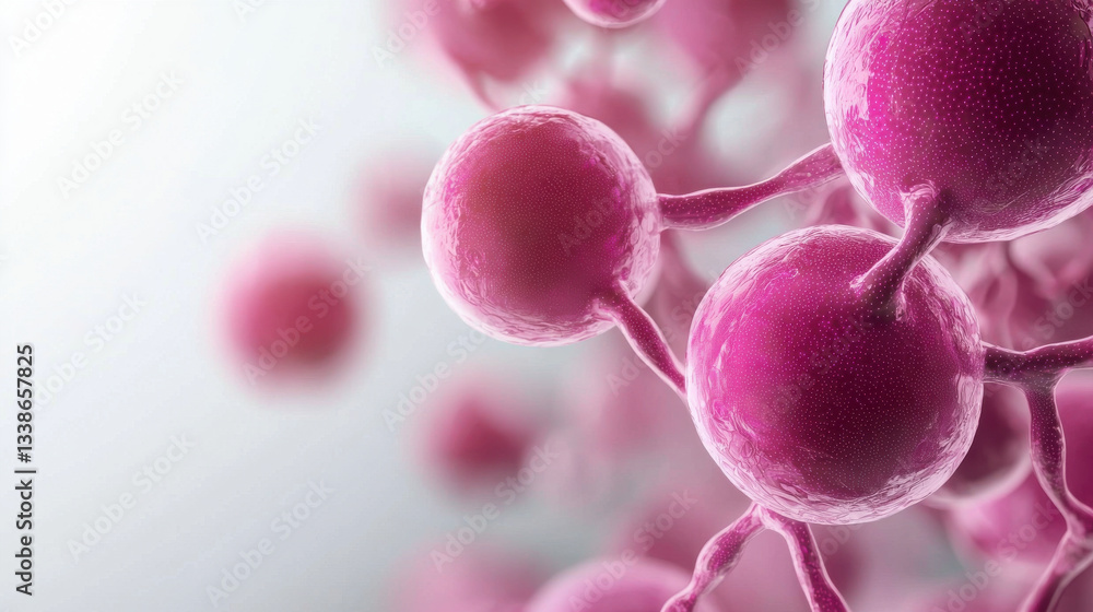 Poster abstract dreamy pink orbs representing molecular structures in soft background