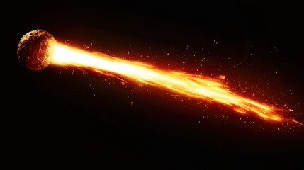 Comets and asteroids streaking through the vastness of space with fiery tails illuminating the darkness
