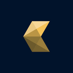 Abstract Golden Geometric Shape on Dark Blue Background