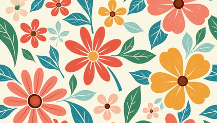 retro floral patterns featuring pastel colors groovy daisies popular design elements vintage