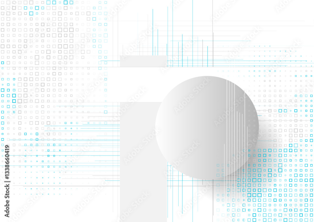 Aufkleber Tech minimal geometric abstract background with paper circle and square dots. Vector concept graphic design