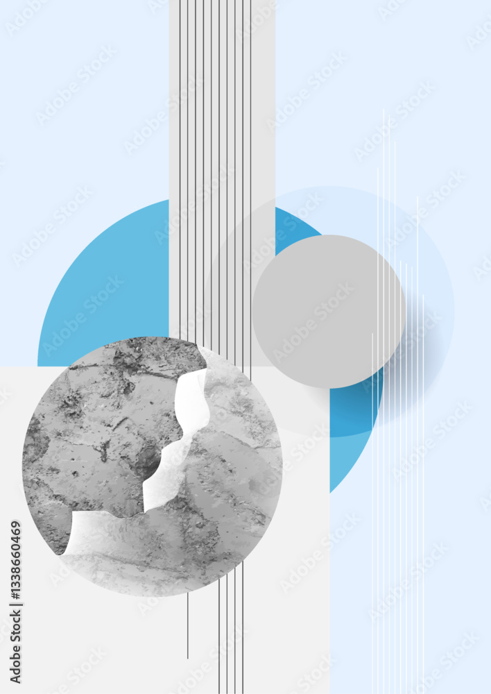 Aufkleber Concept minimal geometric abstract flyer design with lines and grunge circle elements. Vector background