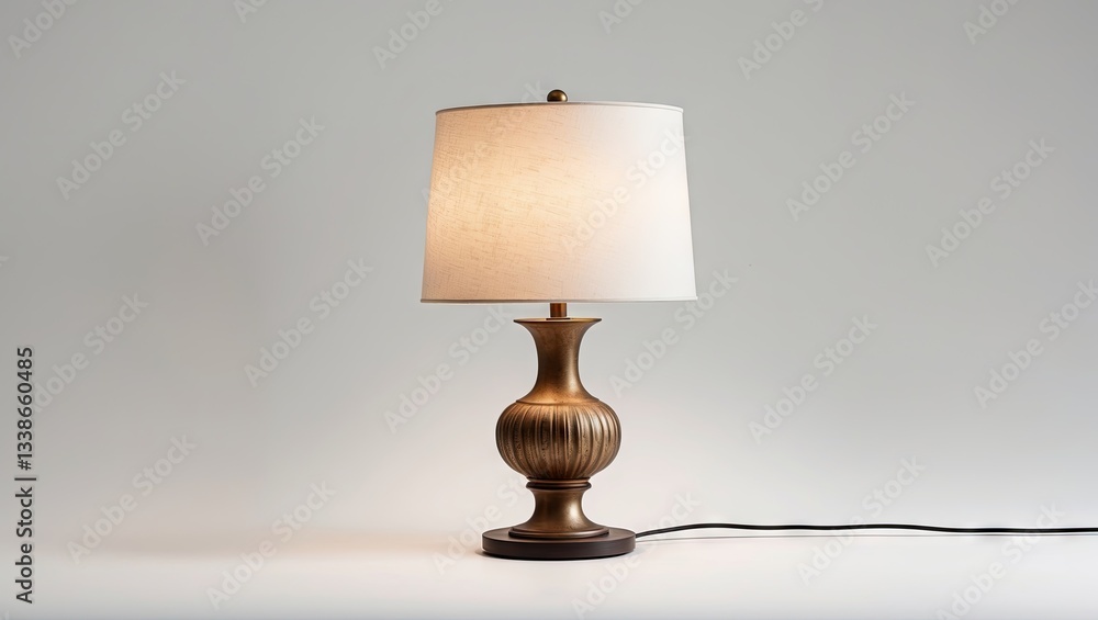 Poster elegant vintage table lamp with a beige shade set on a dark circular base positioned centrally again