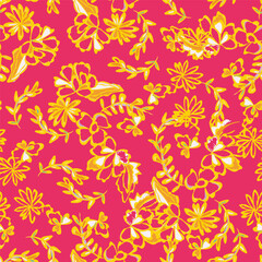 Abstract Brush Strokes Floral Seamless for fashion prints, patterns, backgrounds. Vector illustration