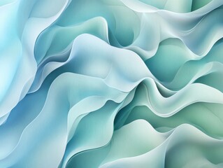 Obraz premium Flowing Waves of Soft Shades in Serene Blue and Green Tones
