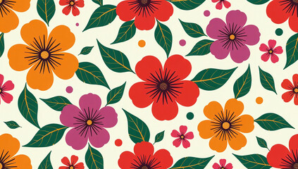 seamless floral patterns vintage style bright colors create vector backdrop groovy