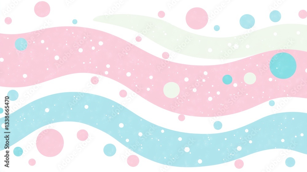 Poster pastel wavy background with circles and dots. possible use abstract design element