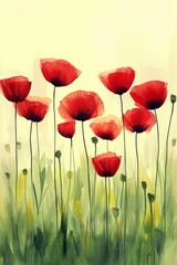 Obraz premium Gentle Wildflowers, Watercolor Illustration on Pastel Background, Nature Sketch Style