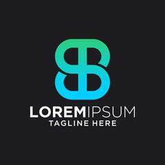 Abstract Green Blue Gradient Interlocking 8 Letter Logo Design