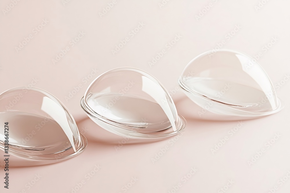 Poster three empty glass domes are arranged on a soft pink background, forming a stylish and minimalist sho
