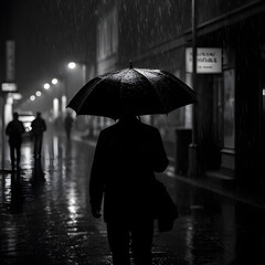 Rain walk street city