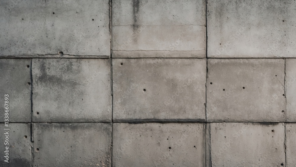 Poster concrete wall texture featuring a smooth, light gray surface with dark streaks and rectangular panel