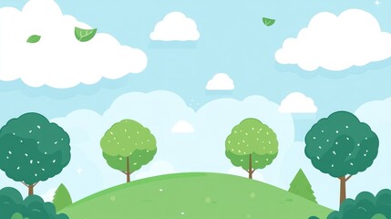 Springtime landscape with trees and clouds. Use for nature backgrounds, posters, etc.