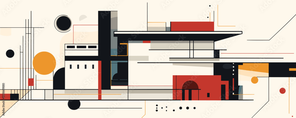 Poster abstract modern geometric architecture with bold lines and shapes.
