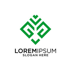 Abstract Green Geometric Logo Design