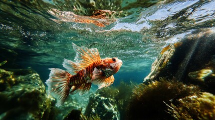 Enchanting Underwater Image of Beautiful Mermaid in a Magical Scene