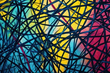 Fototapeta premium Abstract Colorful Lines in Blue, Yellow and Red Background