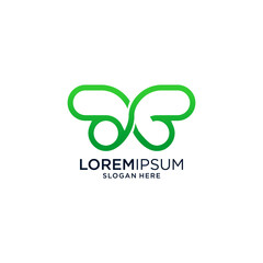 Abstract Green Gradient Butterfly Logo Design