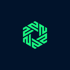 Abstract Green Hexagon Geometric Pattern Logo Design