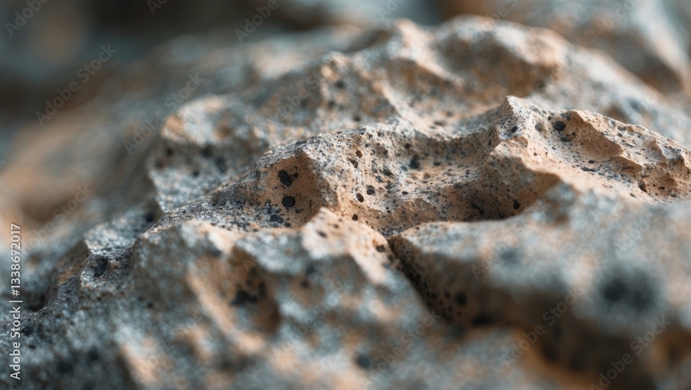 Poster granite surface close-up highlighting textured beige and gray tones with intricate patterns and shad