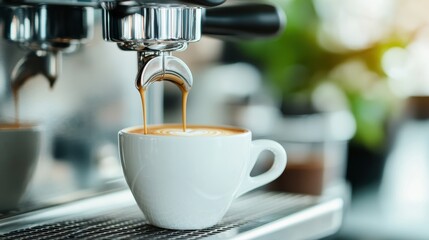 A stunning latte art displays a heart design created during the pouring process of steaming milk into espresso, symbolizing care and craftsmanship in coffee making.