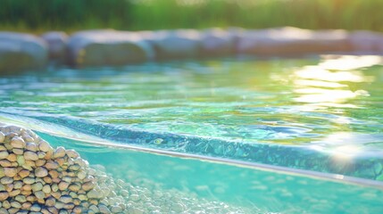 Relaxing water scene with stones natural pool nature calm close-up