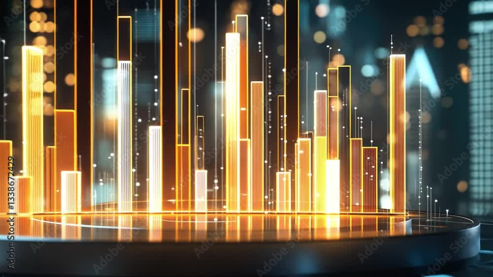 Aufkleber dynamic data visualization technology with glowing bars and bright colors, showcasing abstract stati