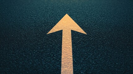 Fototapeta premium Directional Arrow Painted on Road Surface Indicating Forward Movement and Guidance for Drivers and Pedestrians