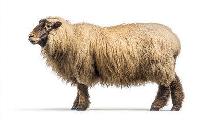 Obraz premium Sheep profile, isolated white background, farm animal. Possible use Stock photography