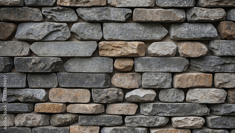 Aufkleber natural stone wall texture featuring earthy tones of gray and brown in a well-arranged pattern with 