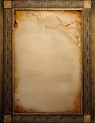 Obraz premium Vintage Decorative Frame Displaying Aged Paper, Creating a Rustic Backdrop for Artistic Presentations