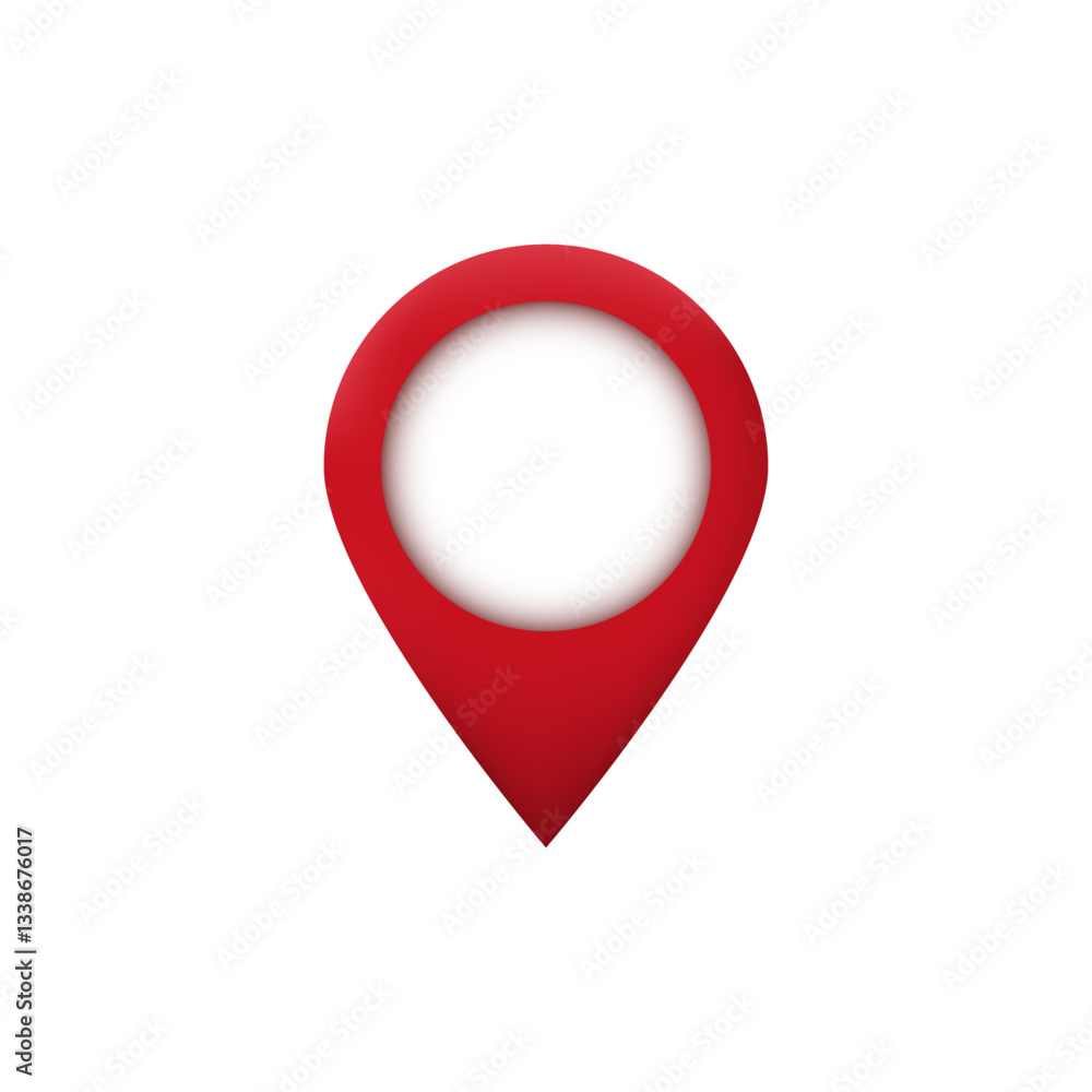 Poster red location pin symbol commonly used in digital maps and gps applications for navigation purposes.