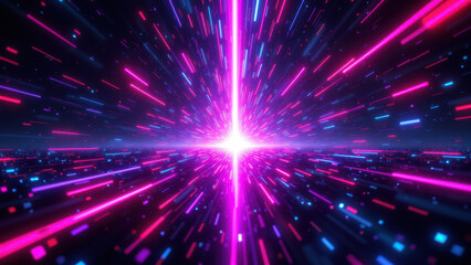 Fototapeta premium Cybersecurity and Kubernetes tunnel with vibrant neon light effects.