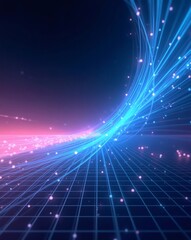 Fototapeta premium glowing blue lines and digital grid pattern, representing a futuristic and technological concept