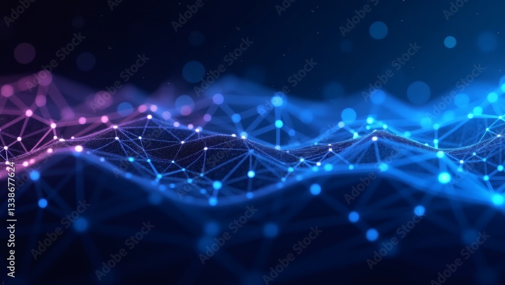 Aufkleber a vibrant digital network with interconnected dots and lines, creating a sense of connectivity and data flow