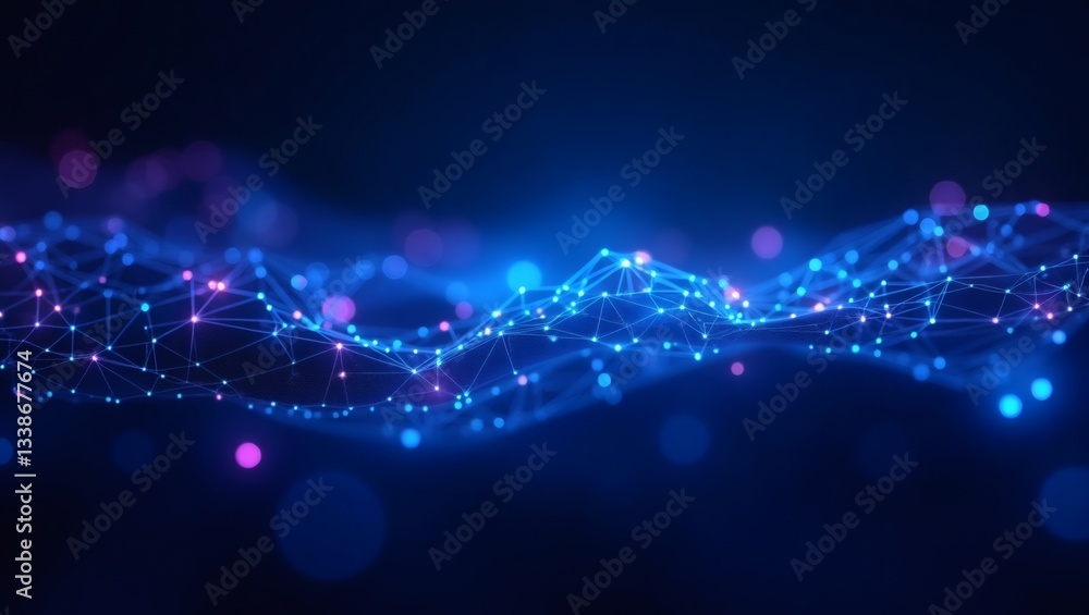 Aufkleber abstract digital network with glowing dots and lines, representing data and connections