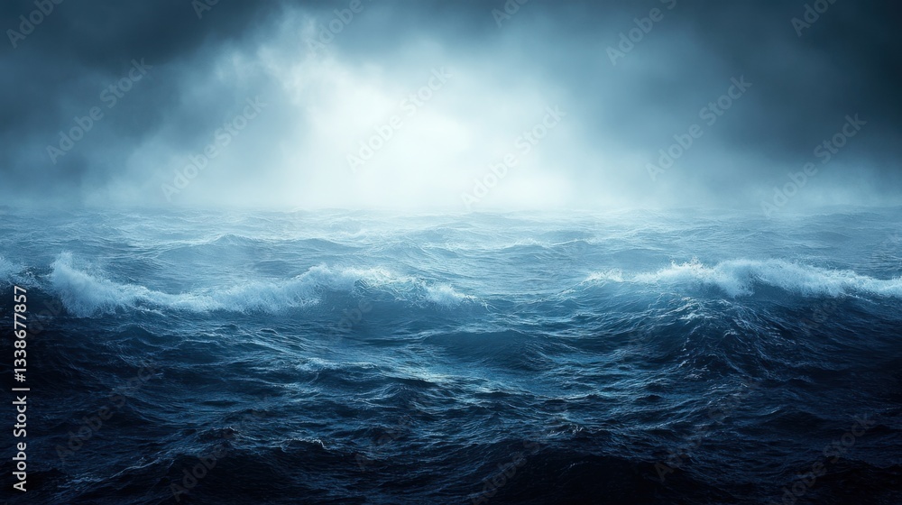 Aufkleber dramatic seascape featuring a turbulent ocean under a cloudy sky creating a moody and atmospheric sc