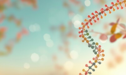 Nature inspired colorful leaves dance in bright sky background