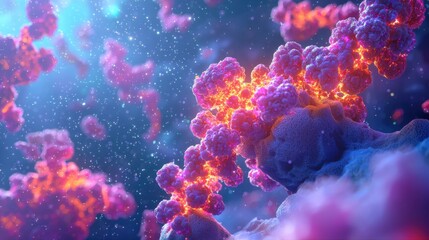 Digital art stunning close-up of molecular interactions in science