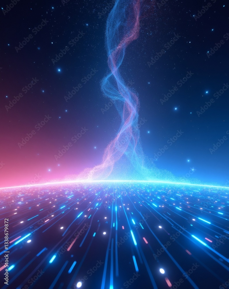 Aufkleber an abstract artistic image of a digital world filled with lights in a vibrant cosmos background