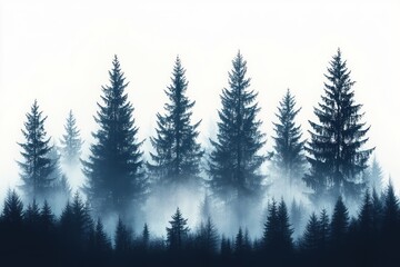 Fototapeta premium Misty Forest Silhouette