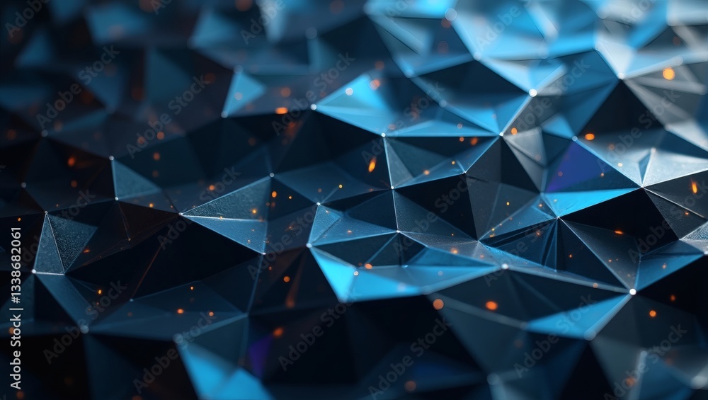 Aufkleber a mesmerizing abstract geometric background with blue and black tones, polygonal pattern and illumin