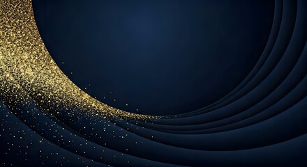 A deep navy blue background with elegant gold glitter accents, Ai Generated
