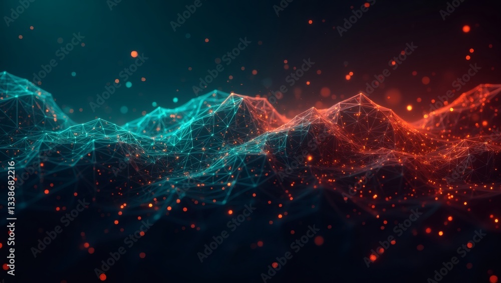 Aufkleber a vibrant abstract illustration of mountains with data visualization