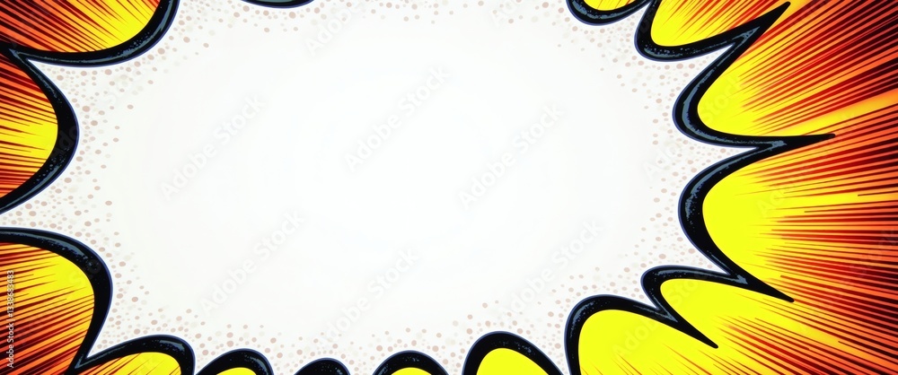 Aufkleber a burst of vibrant colors in a comic book style, exploding with energy, a blank space in the middle 
