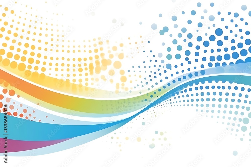 Aufkleber Abstract background with dynamic waves and halftone patterns in vibrant colors spectrum