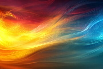 Obraz premium Background of swirling smoke and fog in yellow, orange, red, blue and green colors.