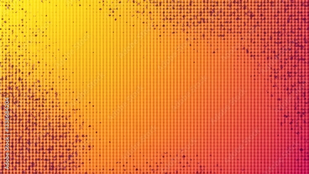 Aufkleber an abstract illustration, features a vibrant gradient of orange and yellow colors with pixelated square patterns. This geometric and modern artwork showcases a dynamic visual experience 