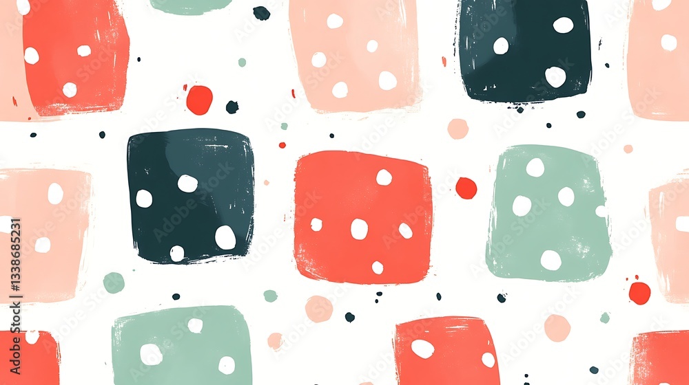 Poster abstract watercolor block pattern with polka dots in pastel tones and simple design
