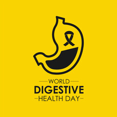 World Digestive Health Day Banner and web design. Digestive Wellness Starts Here Support Stomach Health Awareness month is May. Banner poster, flyer and background design template.
